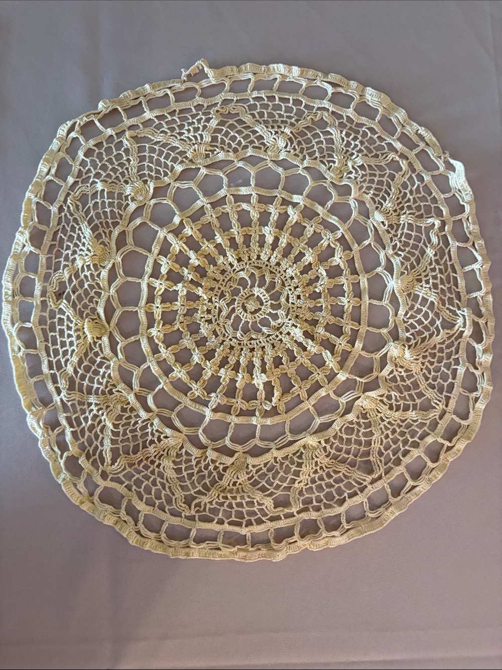 Vintage Yellow Crochet Doily